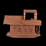 Walnut Wood Carved Kashmir House Boat with Lights – 18 Inches
